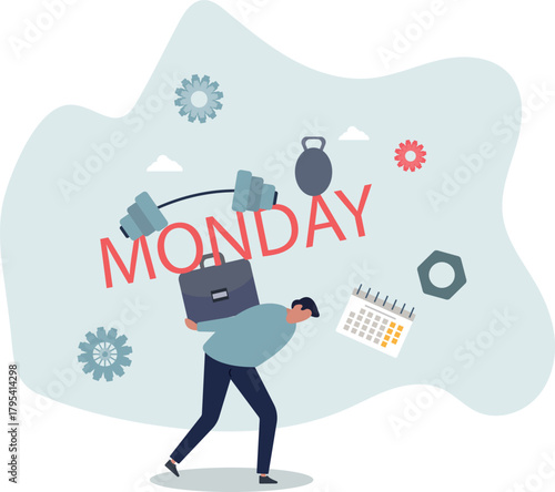 Monday blues, fatigue and fear of routine office work, depression or sadness,Life and employment of people.