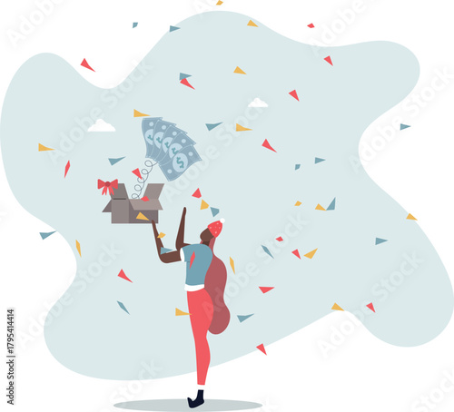Surprise money or reward, bonus or salary raise, investment profit, dividend or high return stock, lucky giveaway or winning prize concept.Life and employment of people.