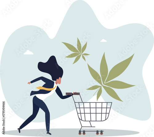 Purchasing cannabis CBD or buying marijuana for medical concept.Life and employment of people.