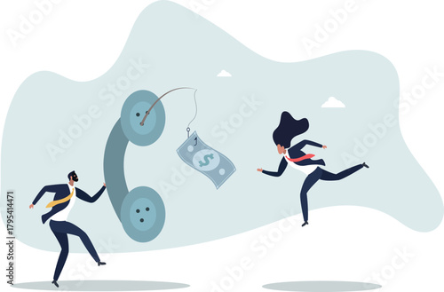 Phone scam, telephone call lying about fake investment, fraud to steal money from victim, financial crime concept.Life and employment of people.