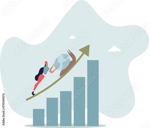 Global economic slowdown, world GDP growth decline or sluggish, recession or growth slowing down concept.Life and employment of people.