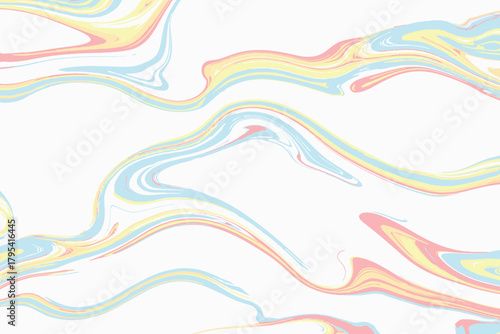 Swirling Marbled Lines of Red Yellow and Blue on White Background Keywords: swirling, marbled, lines, red, yellow