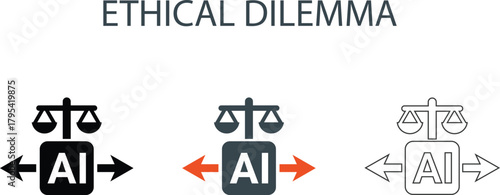 AI Ethical Dilemma Concept Icons