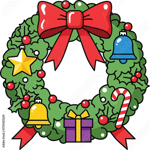 Hot chocolate with marshmallows in a festive mug on a snowy winter background