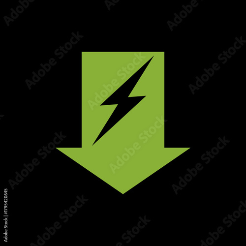 Energy reduction icon isolated on black background