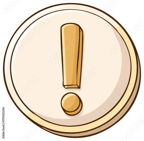 Cartoonish Golden Exclamation Mark in a Circular Border