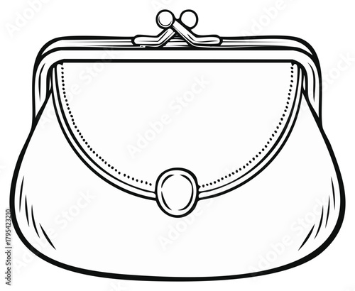 Classic Black and White Coin Purse with Clasp and Button Detail