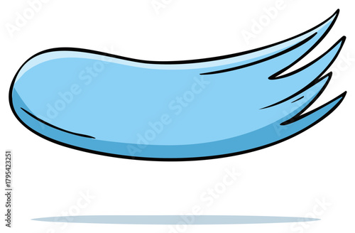 Stylized flowing blue swoosh with sharp edges and a subtle shadow effect