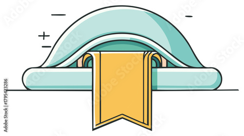 Schematic diagram of induced current with yellow flag in simple lines and colors physics science