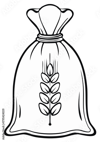Wheat bag illustration in black and white