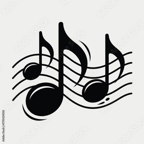 Musical notes and staff illustration, representing music and melody