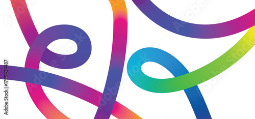 Abstract colorful swirling lines and shapes on a white background vibrant gradient art