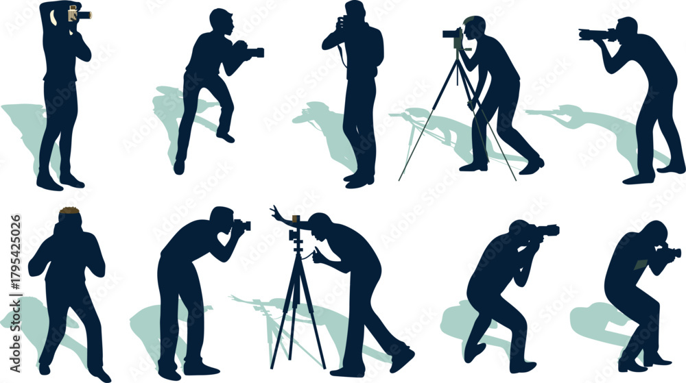 Obraz premium set of silhouettes of photographer