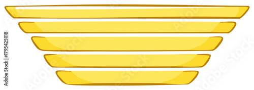 Cartoon golden stripes forming a layered bowl or funnel shape vector illustration