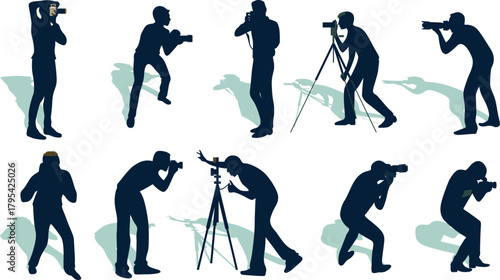 set of silhouettes of photographer