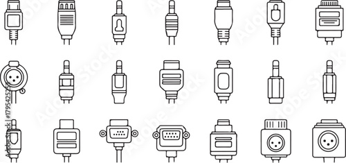 Collection of various electronic connector plugs