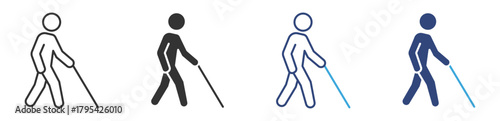 Blind icon, blind person walking icon set, vector illustration .