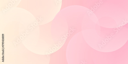 Minimalist banner background, pastel colorful, pink and yellow gradations. Circle effect style geometric, abstract background.
