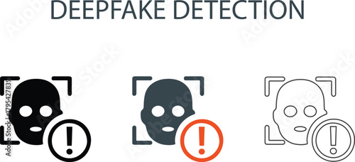 Deepfake Detection and Facial Recognition Warning Icons