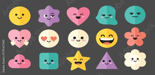 Fun Colorful Abstract Shapes Doodle Set Illustration