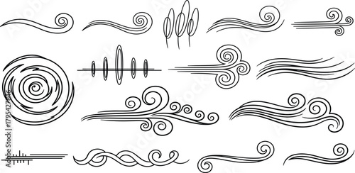 Wind and Air Decorative Elements Swirls and Lines Graphics