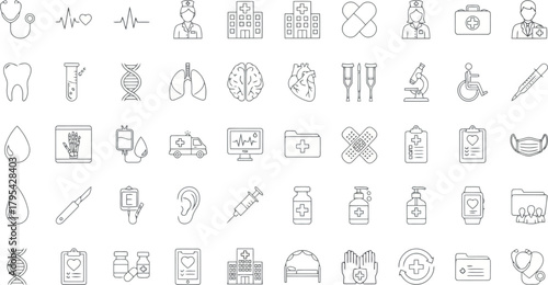 Collection of medical and healthcare icons