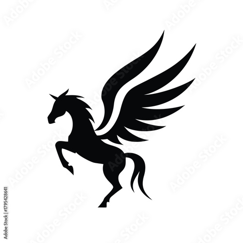 Pegasus Silhouette with Wide Wings