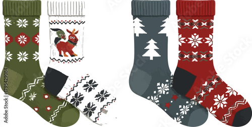 Colorful christmas socks with festive patterns perfect for holiday gift giving