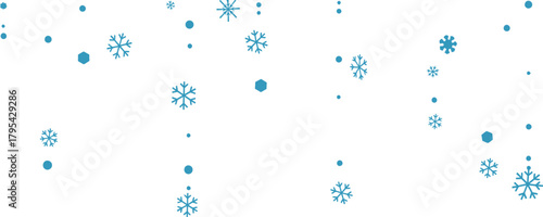 Winter background with snowflakes and geometric shapes hanging from the top edge