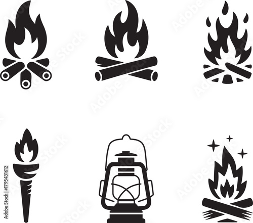 Bonfire festival symbols set vector