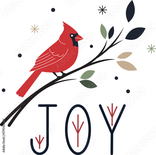 Joy Cardinal Branch Christmas T Shirt