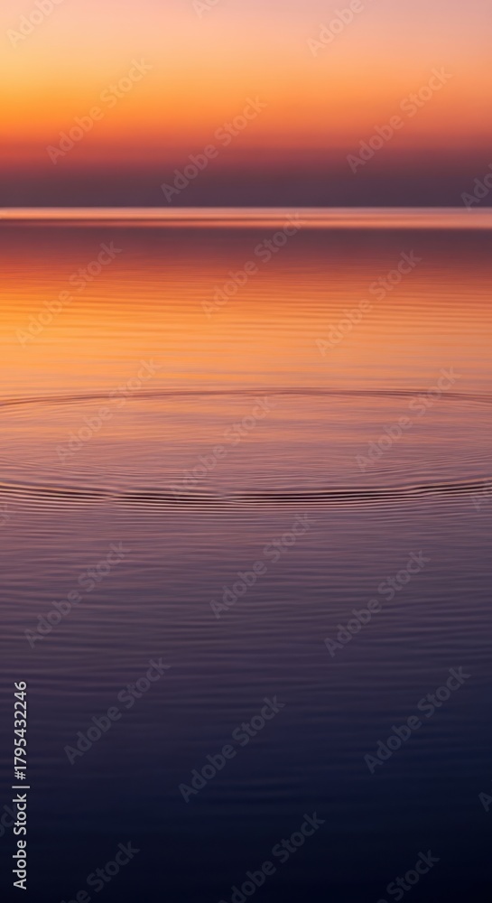 Obraz premium A peaceful, reflective water surface catching the faint light of dawn, offering a sense of deep tranquility and calm stillness, outdoor, lake, dusk