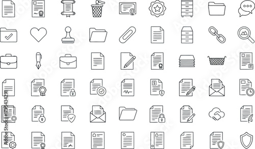 Collection of handdrawn document and contract icons