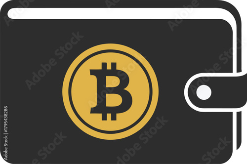 Bitcoin Crypto Wallet Digital Money Finance Currency Icon with vector illustration