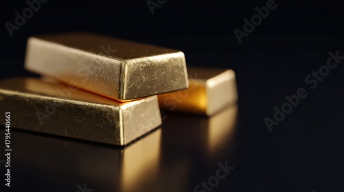 Wallpaper Mural Wealth and prosperity concept with gold bars, 3D rendering on black background Torontodigital.ca