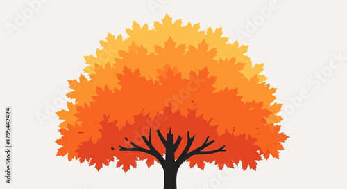 Autumnal Maple Majesty: Vector Illustration of a Tree in Fall Colors