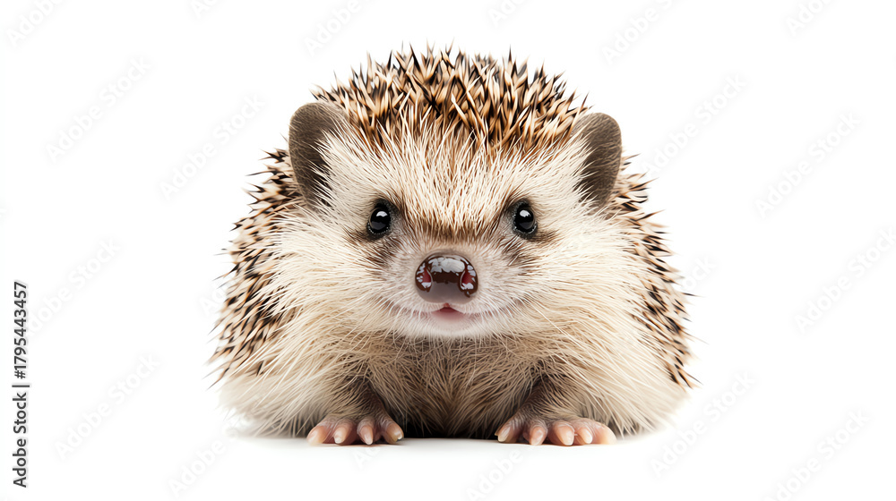 Naklejka premium Hedgehog sitting and smiling, white background