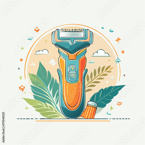 Electric shaver with leaves and brush
