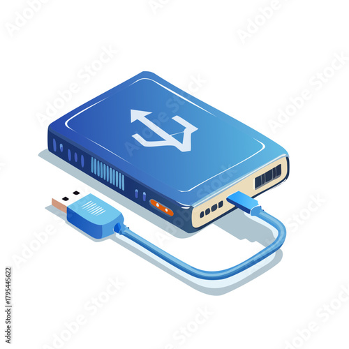External hard drive connected via USB cable