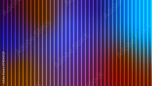 Abstract vertical stripes of vibrant colors transitioning from warm orange and red to cool blue and cyan with a subtle glow effect