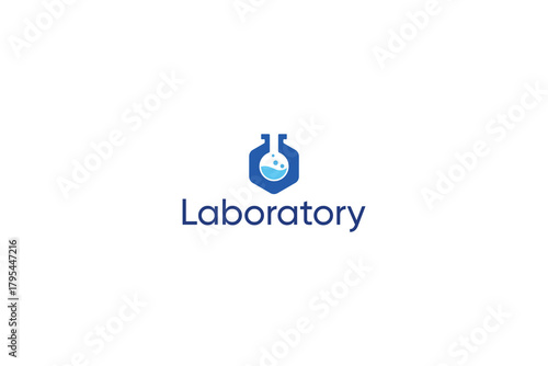 Chemical flask laboratory research scientific logo