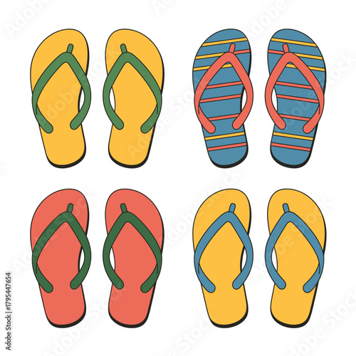 Colorful flip flops for summer beach fun
