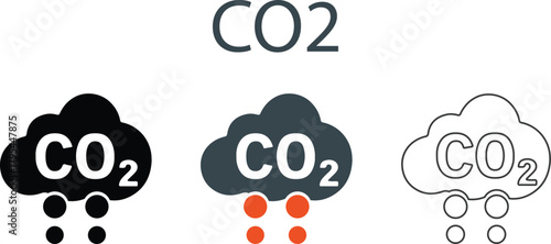 CO2 Emission Cloud Icons