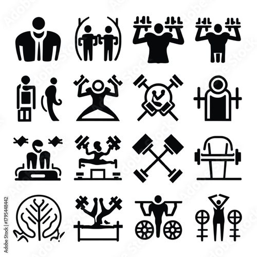 Human Silhouette Icons for Fitness and Health workout
