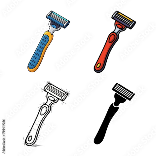 Razor Collection Colorful, Red, Outline, and Silhouette Razor Icons