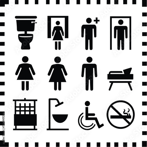 Public Restroom and Facility Icons Collection toilet