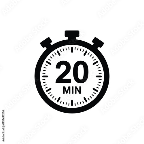 Stopwatch icon showing twenty minute timer