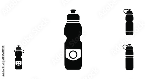 Collection of various reusable sports water bottles with lids and loops for outdoor activities and fitness routines.