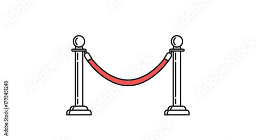 A simple illustration of a velvet rope stanchion system used for crowd control and creating exclusive entryways for events.