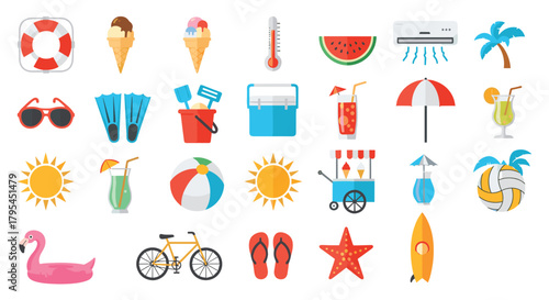 Summertime vacation fun with ice cream and cool drinks for a refreshing holiday.